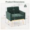 Modern Velvet Accent Chair with Button Tufted Back Golden Metal Legs and Adjustable Foot Pads